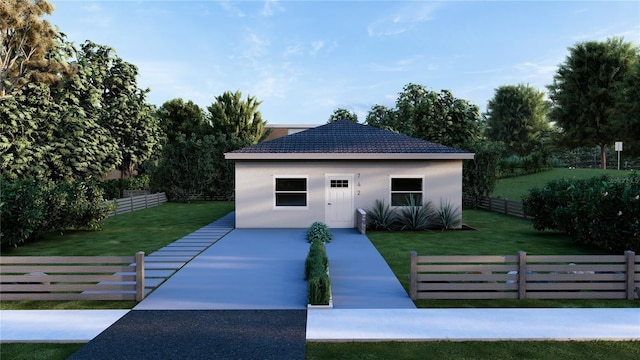 view of outbuilding featuring a lawn