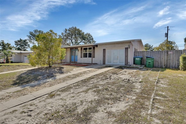 view of single story home