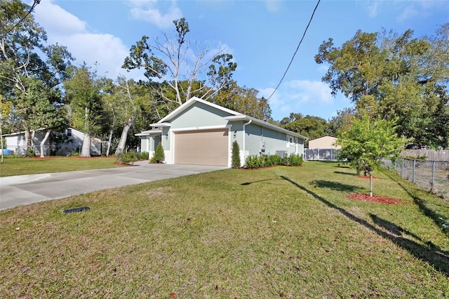 exterior space with a garage and a front yard