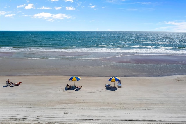 property view of water featuring a view of the beach