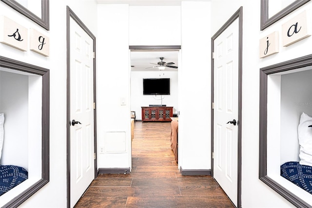 hall featuring dark hardwood / wood-style floors