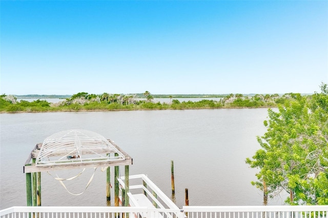 dock area featuring a water view