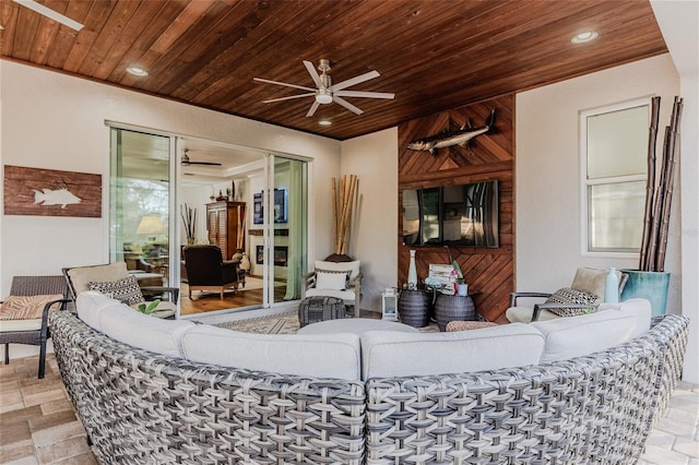 view of patio / terrace featuring an outdoor hangout area and ceiling fan