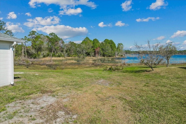 view of yard featuring a water view