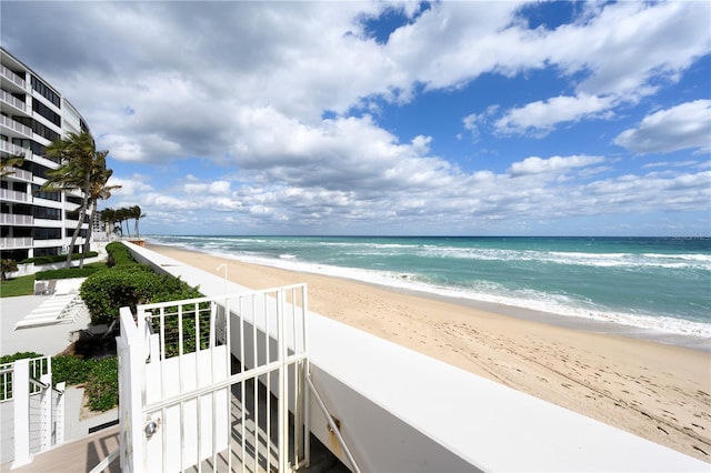 property view of water featuring a view of the beach