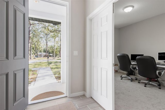 office with light colored carpet