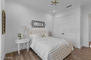 801 N Flagler Ave, Flagler Beach, FL 32136 - bedroom featuring dark hardwood / wood-style flooring and a closet