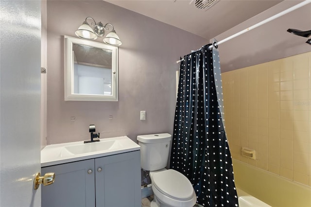 full bathroom featuring vanity, toilet, and shower / bath combo