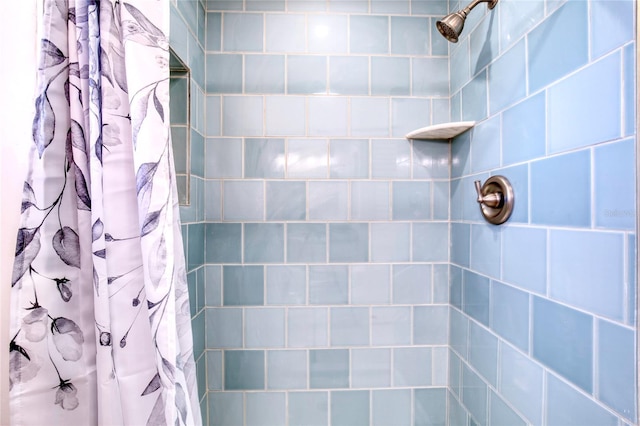 bathroom featuring a shower with curtain