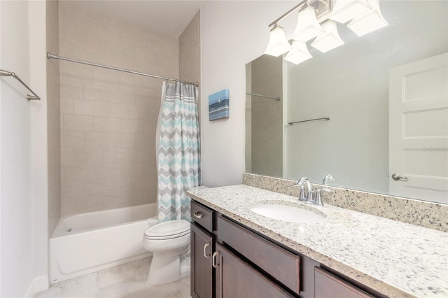 full bathroom featuring vanity, toilet, and shower / bath combo with shower curtain