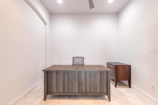 office featuring ceiling fan