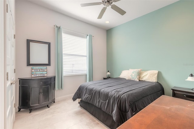 bedroom featuring ceiling fan