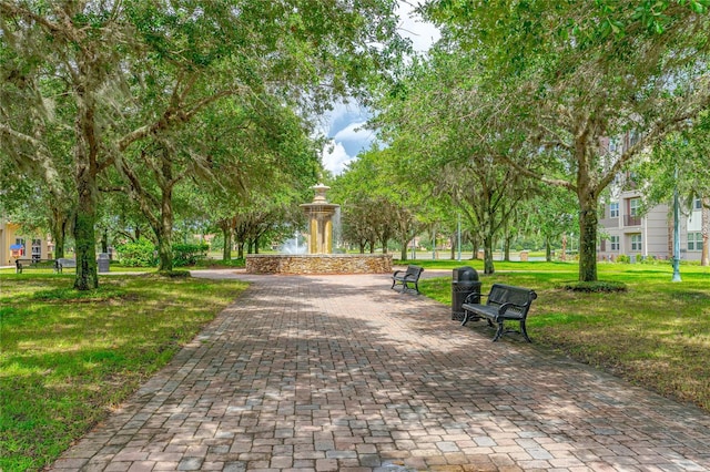 view of home's community featuring a lawn