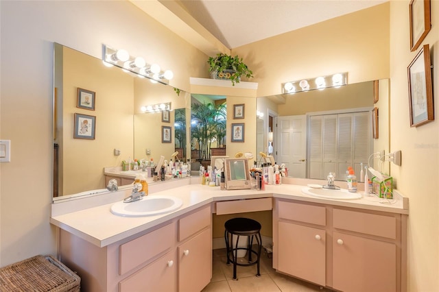 bathroom featuring vanity and tile patterned floors