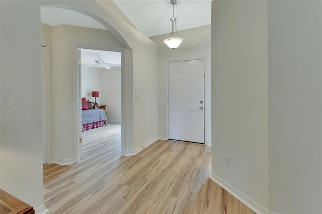 foyer with light hardwood / wood-style floors