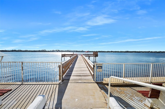 dock area featuring a water view