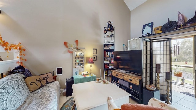 view of tiled living room