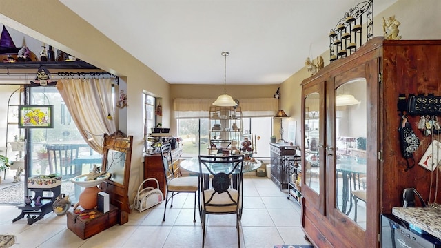 tiled dining space featuring a wealth of natural light