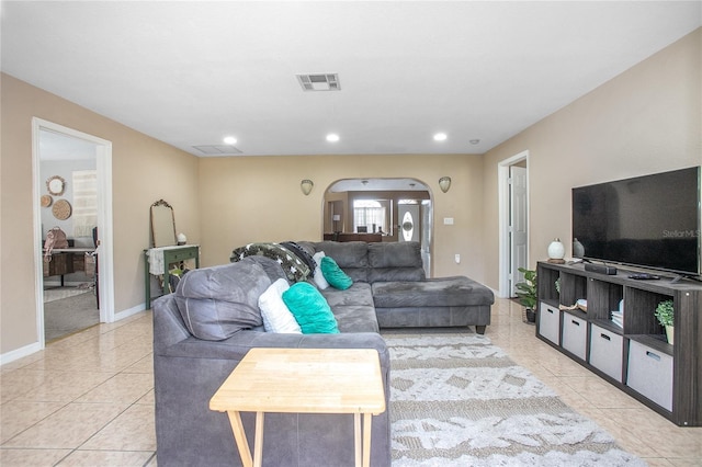 view of tiled living room