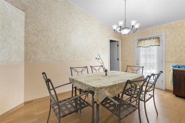 dining room featuring an inviting chandelier