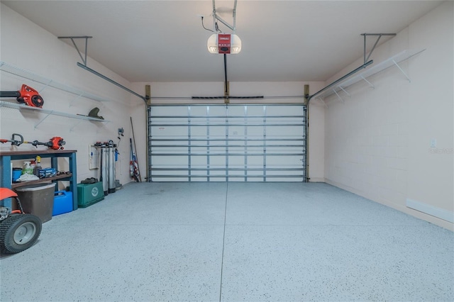 garage with a garage door opener