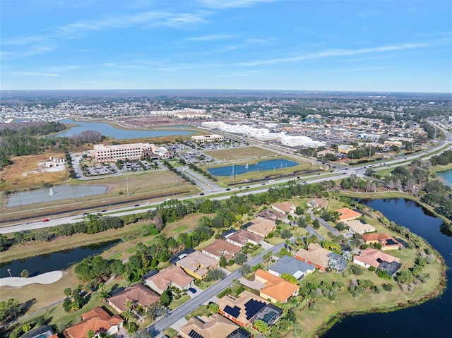 bird's eye view featuring a water view