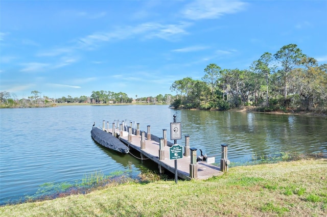 view of dock featuring a water view