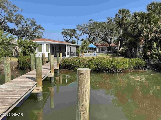 view of dock featuring a water view