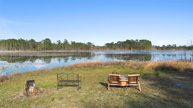 view of yard featuring a water view