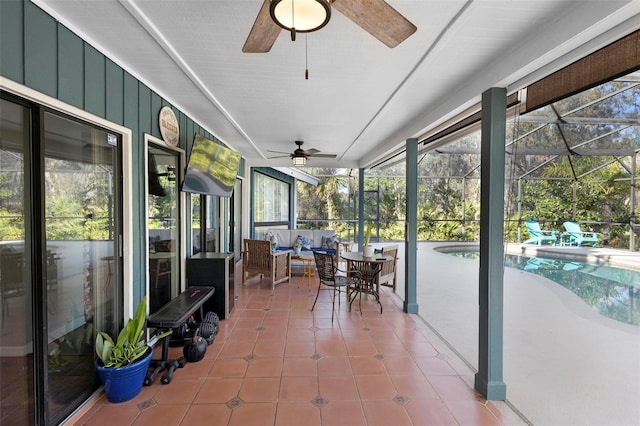 view of unfurnished sunroom