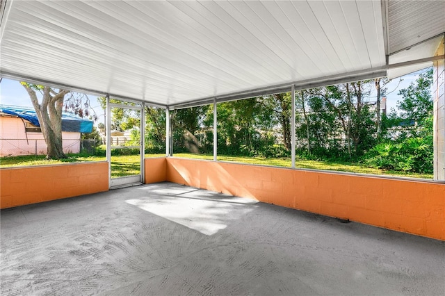 view of unfurnished sunroom