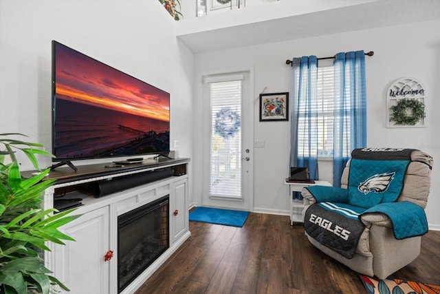 interior space featuring dark wood-type flooring