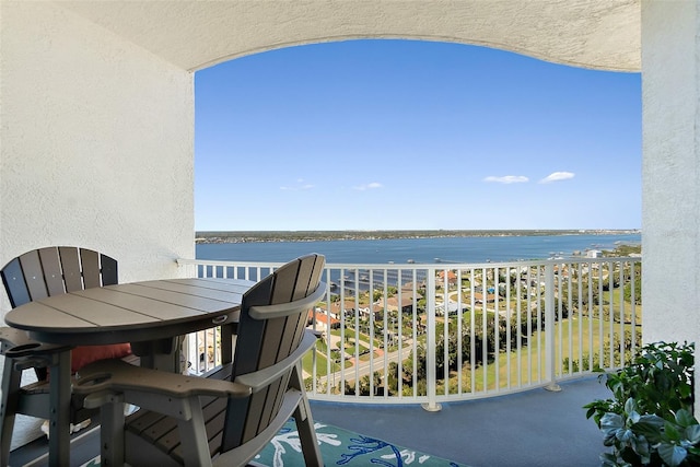 balcony with a water view