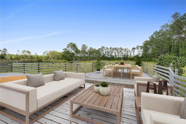 wooden deck with outdoor lounge area