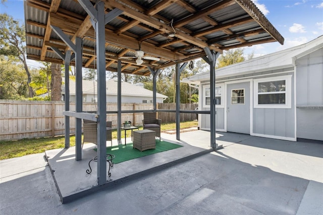 view of patio / terrace with ceiling fan