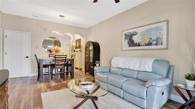 221 Aston Grande Dr, Daytona Beach, FL 32124 - living room featuring wood-type flooring and ceiling fan