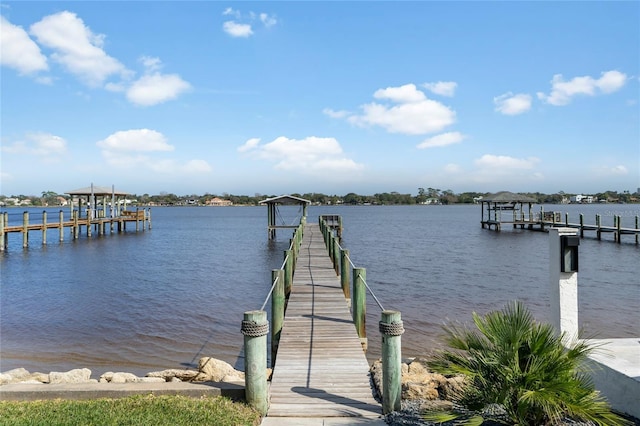 dock area featuring a water view