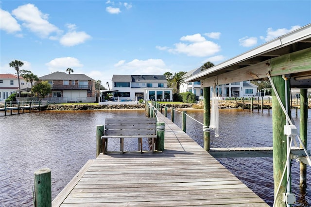 view of dock featuring a water view