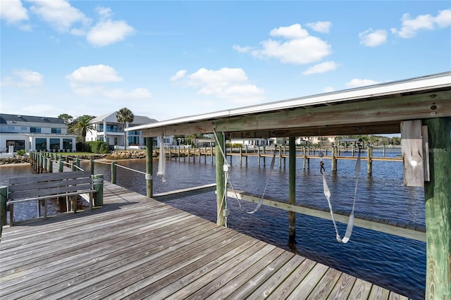 dock area featuring a water view