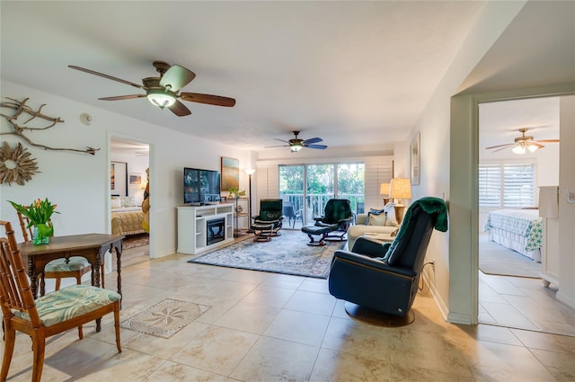 view of tiled living room