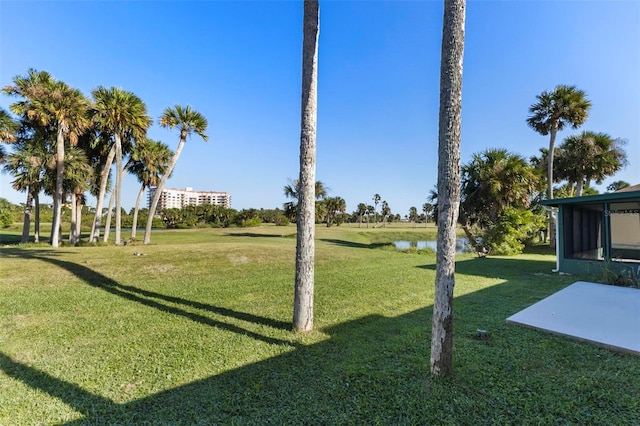 view of yard with a water view