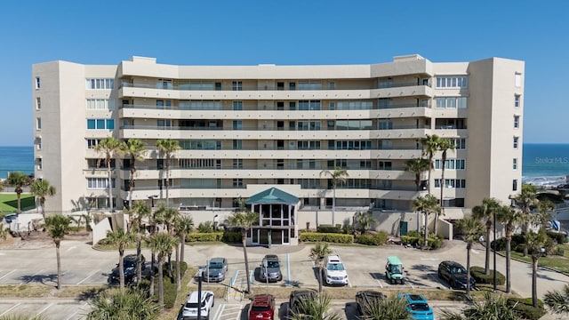 view of building exterior featuring a water view