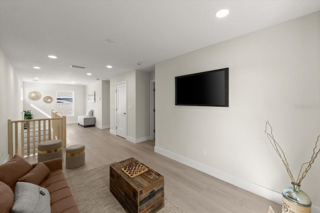 living room featuring light hardwood / wood-style flooring