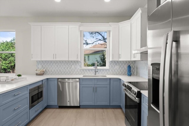 72 Aurora Ave, Ponce Inlet, FL 32127 - kitchen featuring appliances with stainless steel finishes, a sink, plenty of natural light, white cabinetry, and recessed lighting