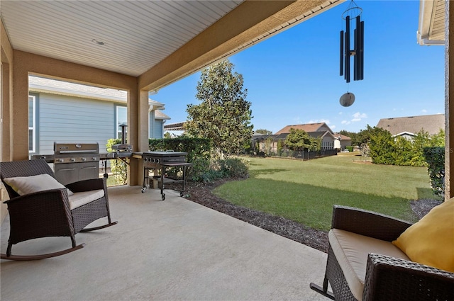 view of patio featuring grilling area