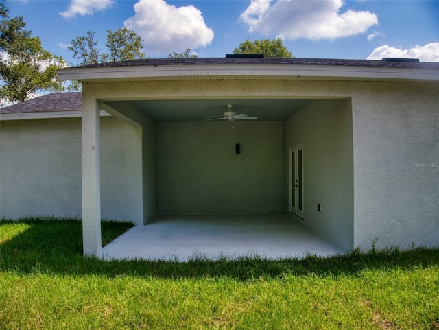 view of vehicle parking with ceiling fan