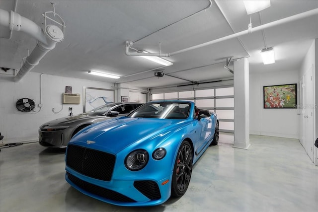 garage with a wall mounted air conditioner