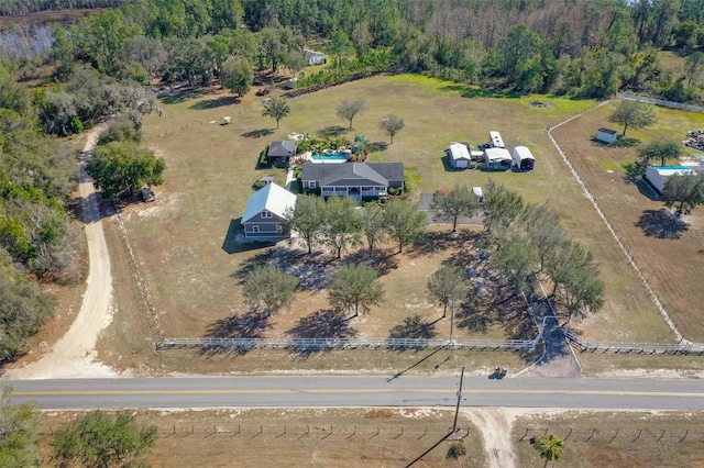 aerial view featuring a rural view