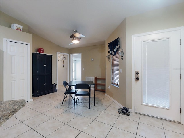 dining space with light tile patterned floors