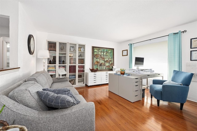 living room with hardwood / wood-style flooring